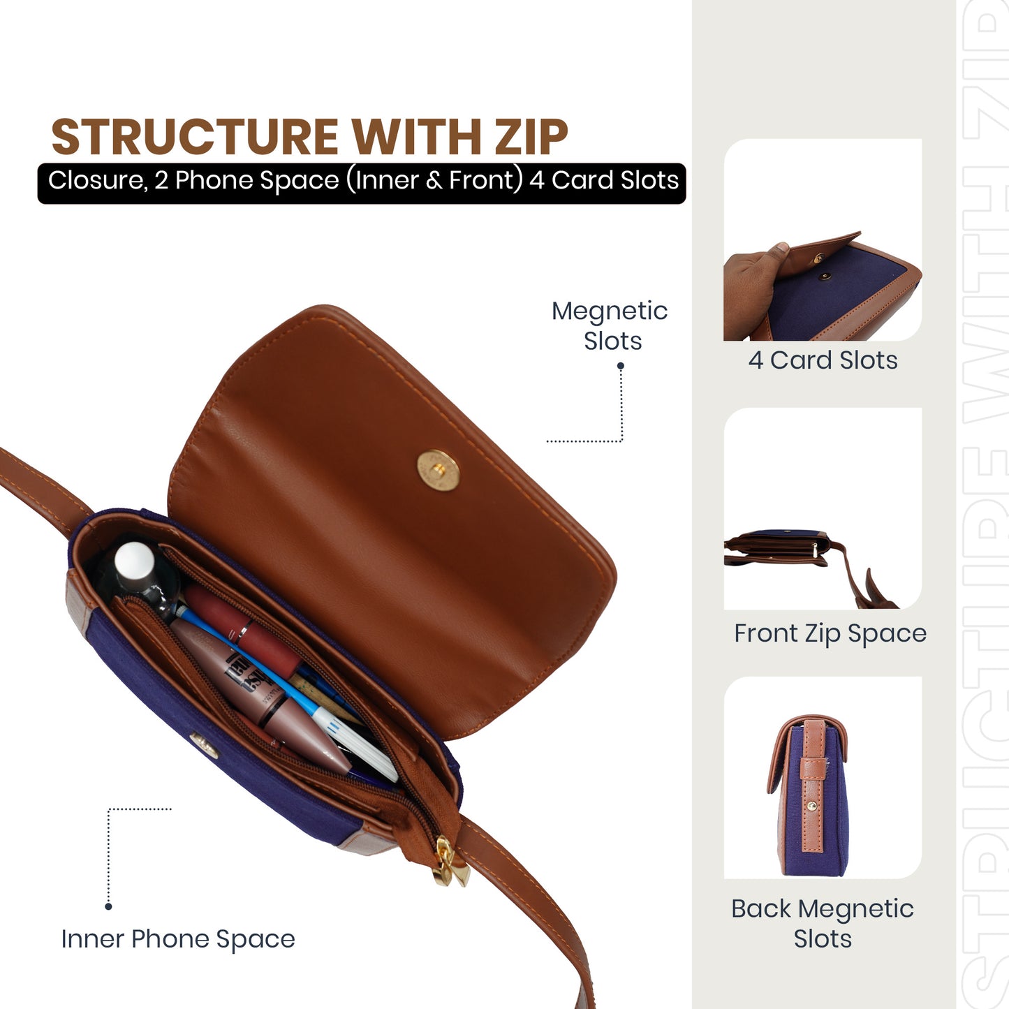 Canvas Sling Bag For Daily Use, Shoulder Sling Bag with Adjustable Strap