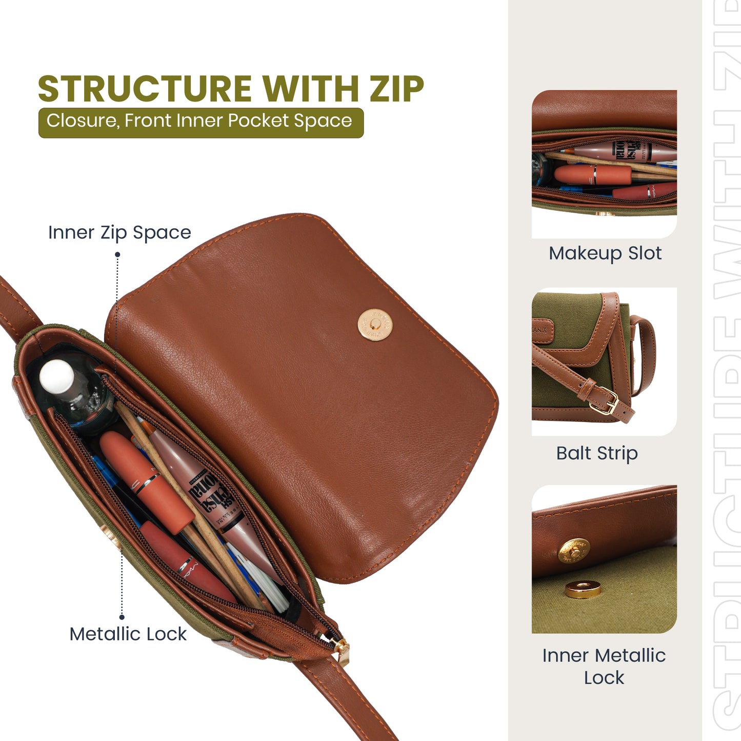 Canvas Sling Bag For Daily Use, Shoulder Sling Bag with Adjustable Strap