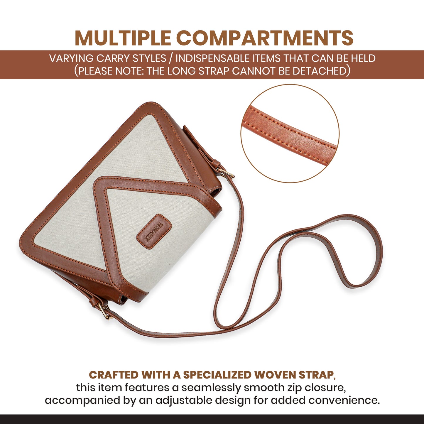 Canvas Sling Bag For Casual Use, Shoulder Sling Bag with Adjustable Strap