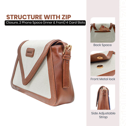 Canvas Sling Bag For Casual Use, Shoulder Sling Bag with Adjustable Strap
