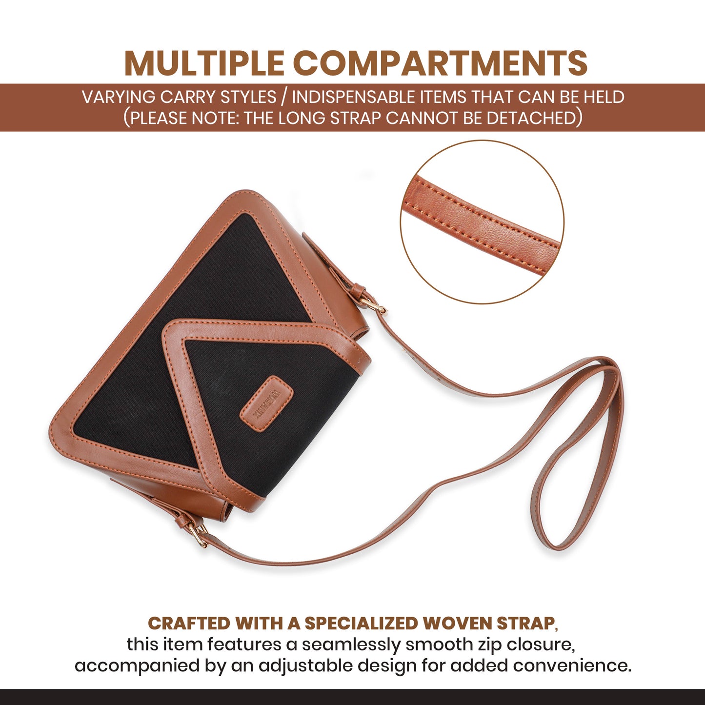 Canvas Sling Bag For Casual Use, Shoulder Sling Bag with Adjustable Strap