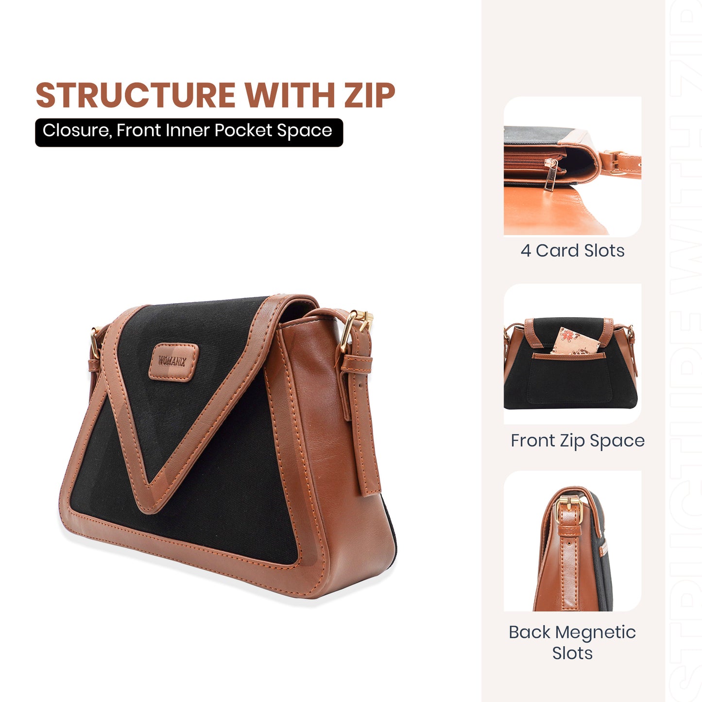 Canvas Sling Bag For Casual Use, Shoulder Sling Bag with Adjustable Strap