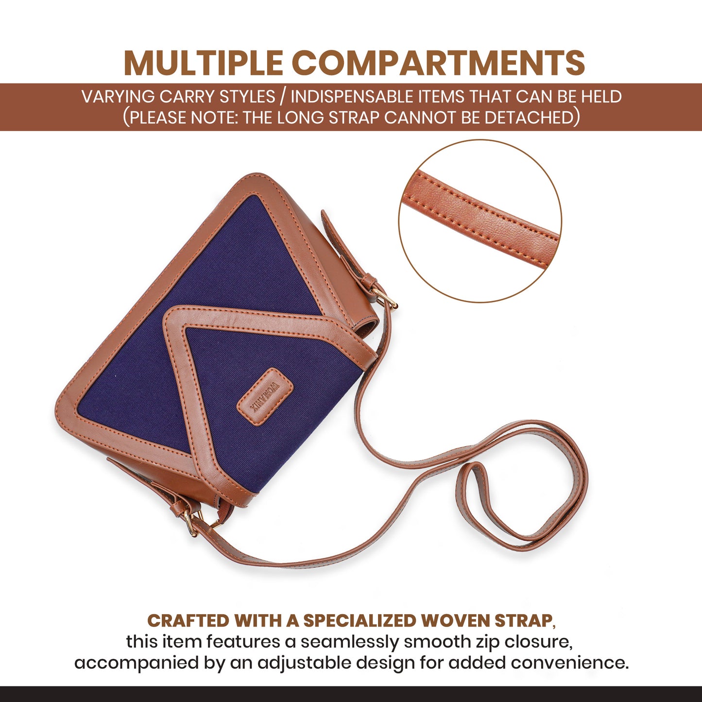 Canvas Sling Bag For Casual Use, Shoulder Sling Bag with Adjustable Strap