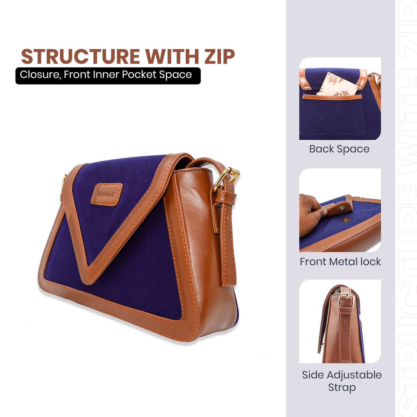 Canvas Sling Bag For Casual Use, Shoulder Sling Bag with Adjustable Strap