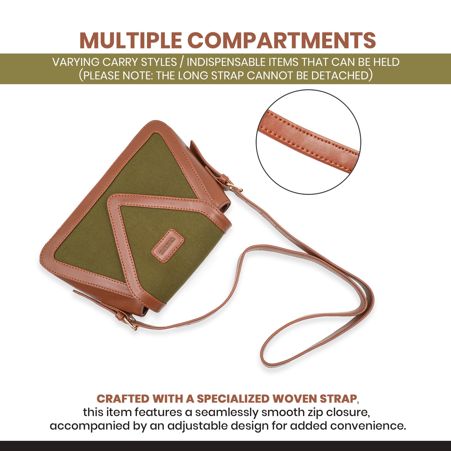 Canvas Sling Bag For Casual Use, Shoulder Sling Bag with Adjustable Strap