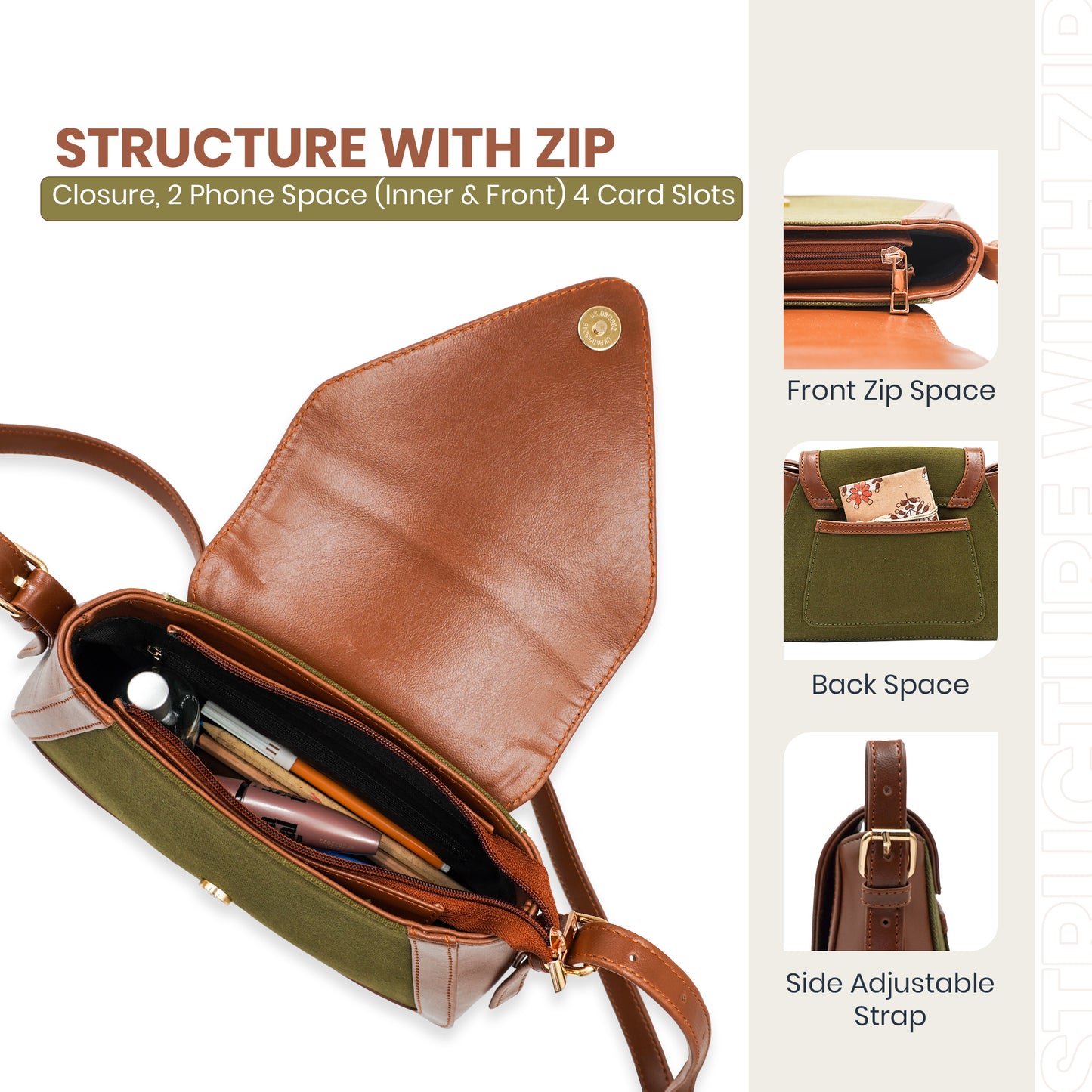 Canvas Sling Bag For Casual Use, Shoulder Sling Bag with Adjustable Strap