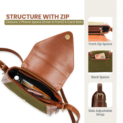 Canvas Sling Bag For Casual Use, Shoulder Sling Bag with Adjustable Strap