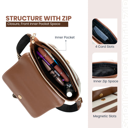 Canvas Sling Bag For Casual Use, Shoulder Sling Bag with Adjustable Strap