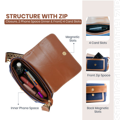 Canvas Sling Bag For Casual Use, Shoulder Sling Bag with Adjustable Strap