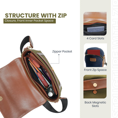 Canvas Sling Bag For Casual Use, Shoulder Sling Bag with Adjustable Strap