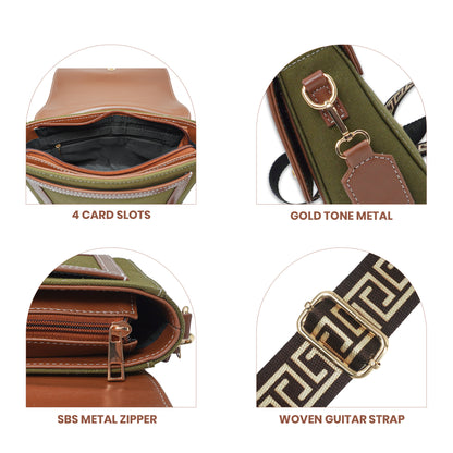 Canvas Sling Bag For Casual Use, Shoulder Sling Bag with Adjustable Strap