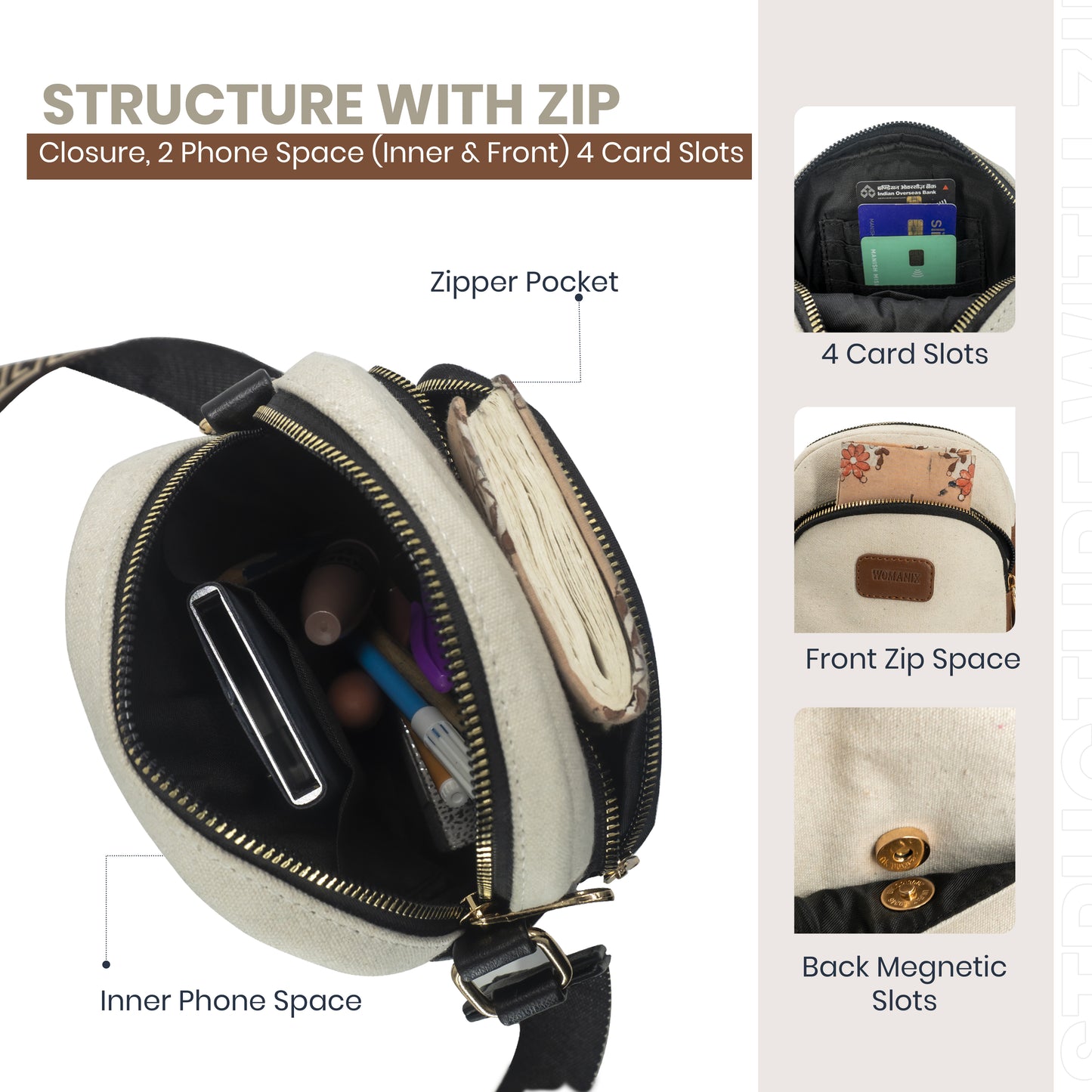 Sling Bag, Shoulder Sling Bag with Adjustable Strap