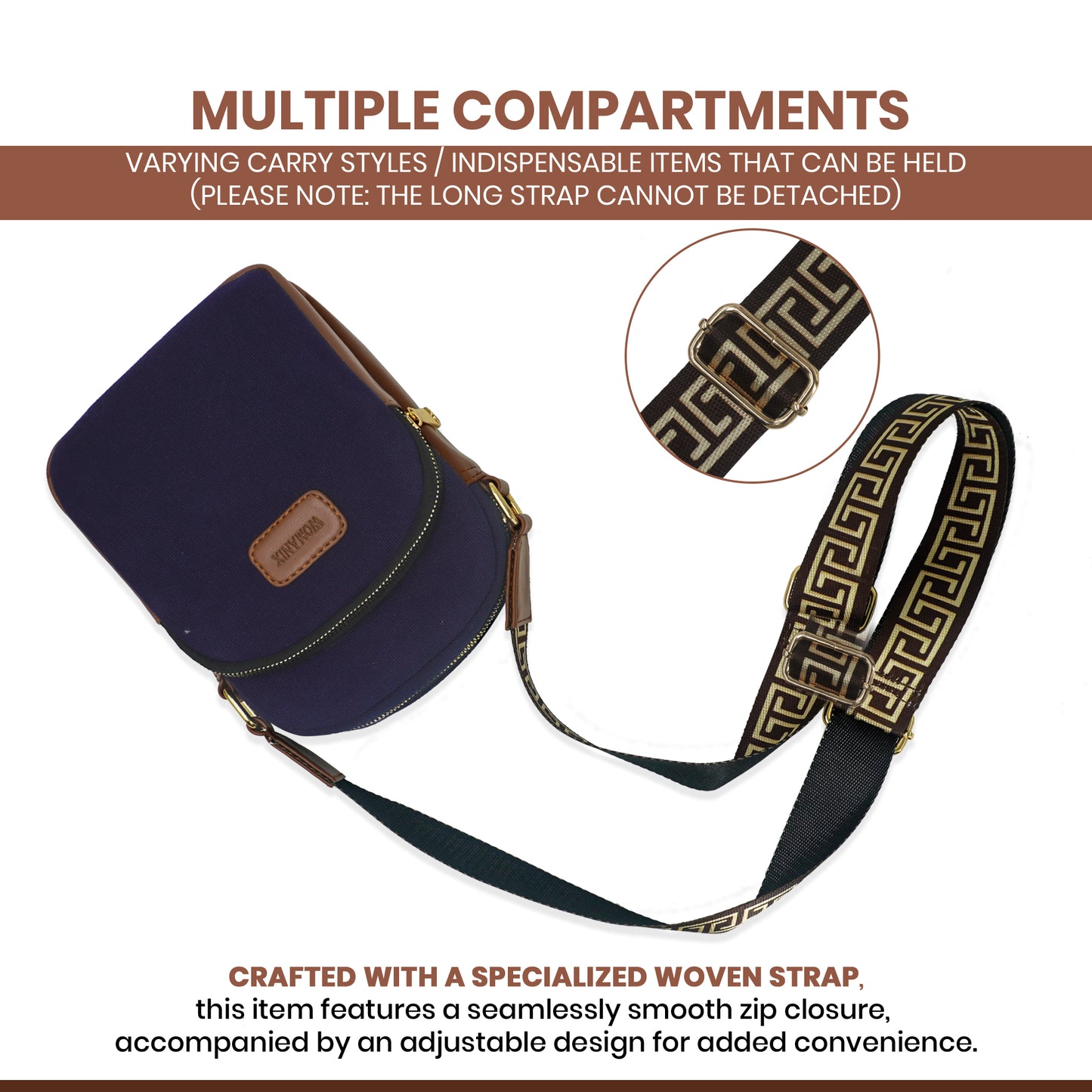 Sling Bag, Shoulder Sling Bag with Adjustable Strap