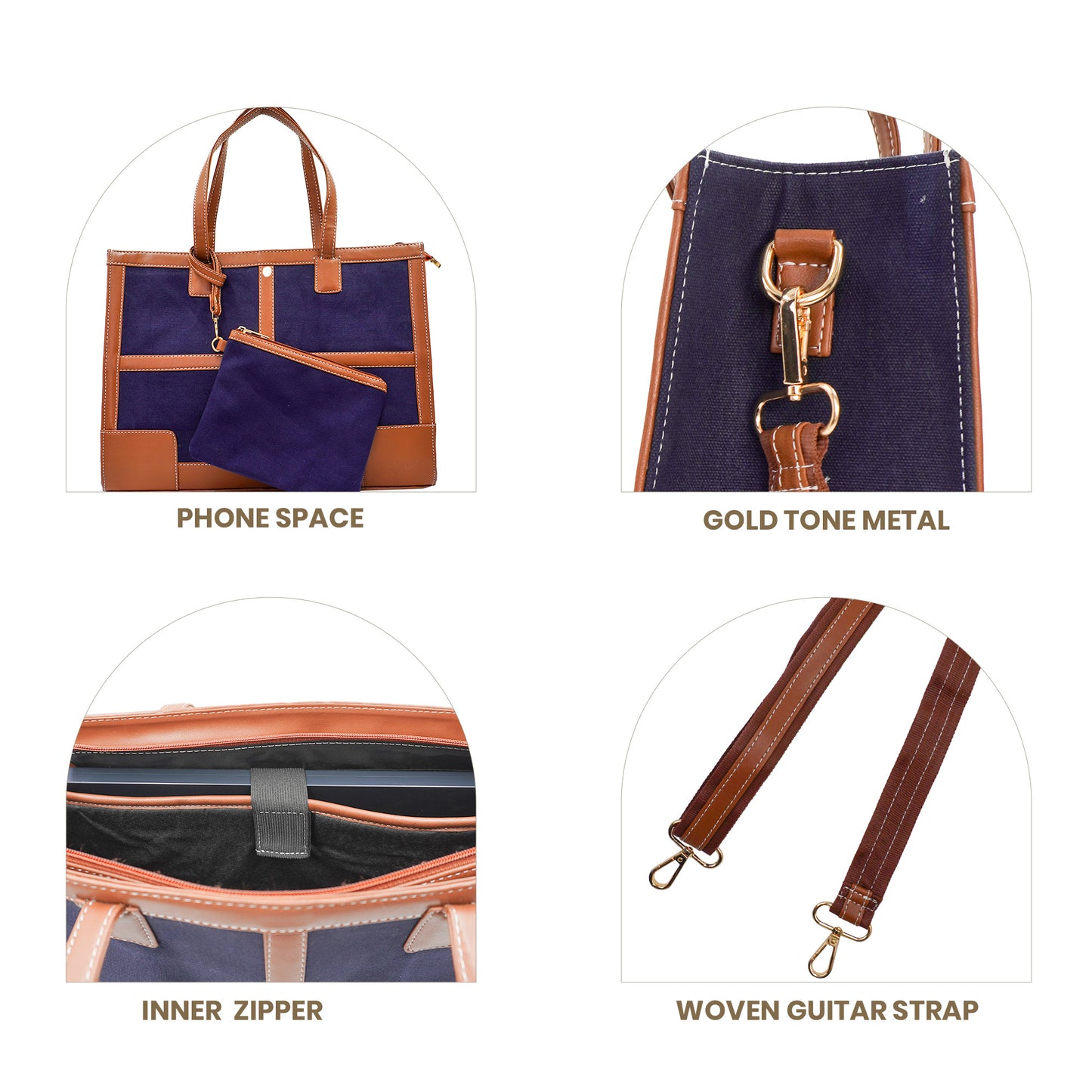 Canvas Laptop Tote Bag 14 inch Casual Briefcase Handbag