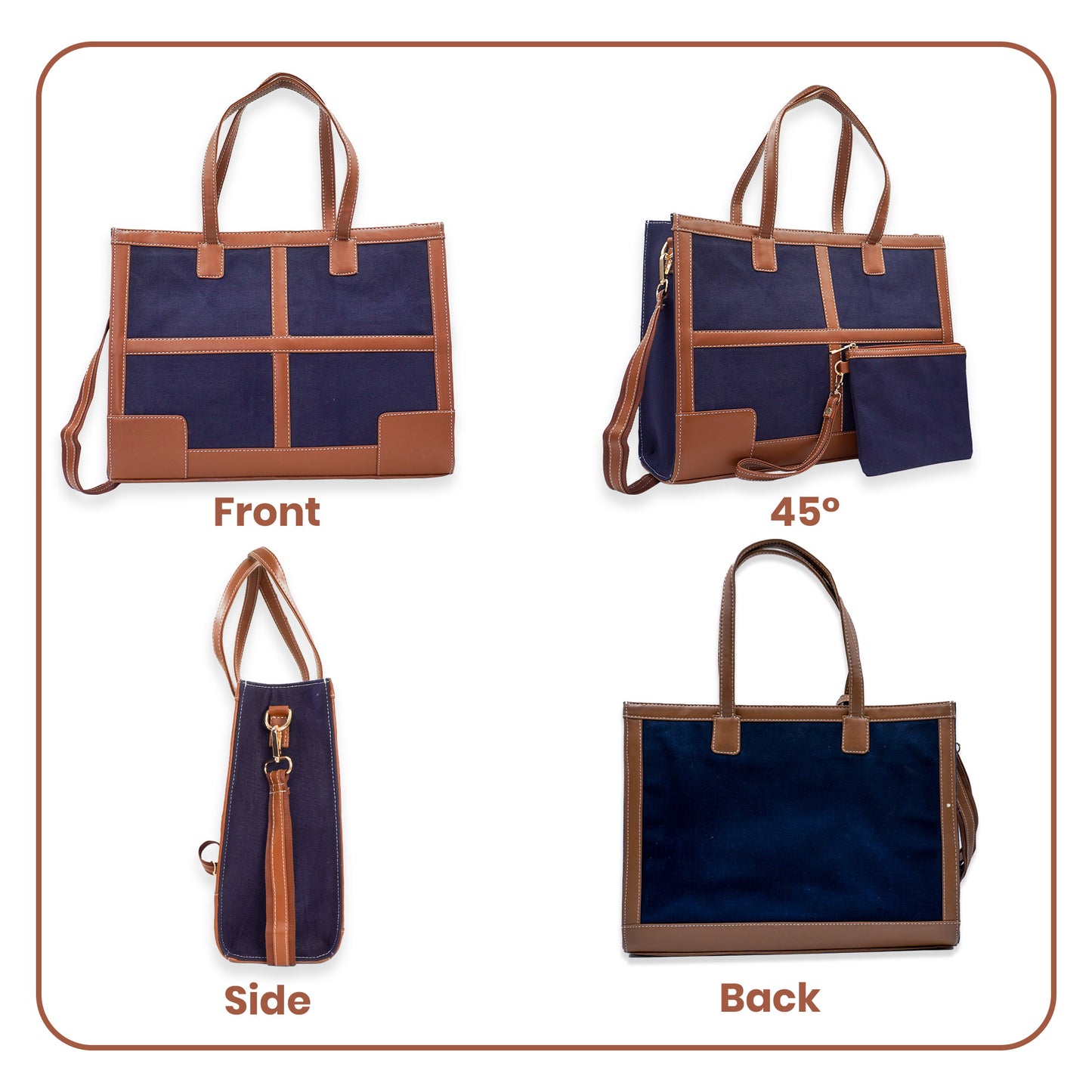 Canvas Laptop Tote Bag 14 inch Casual Briefcase Handbag