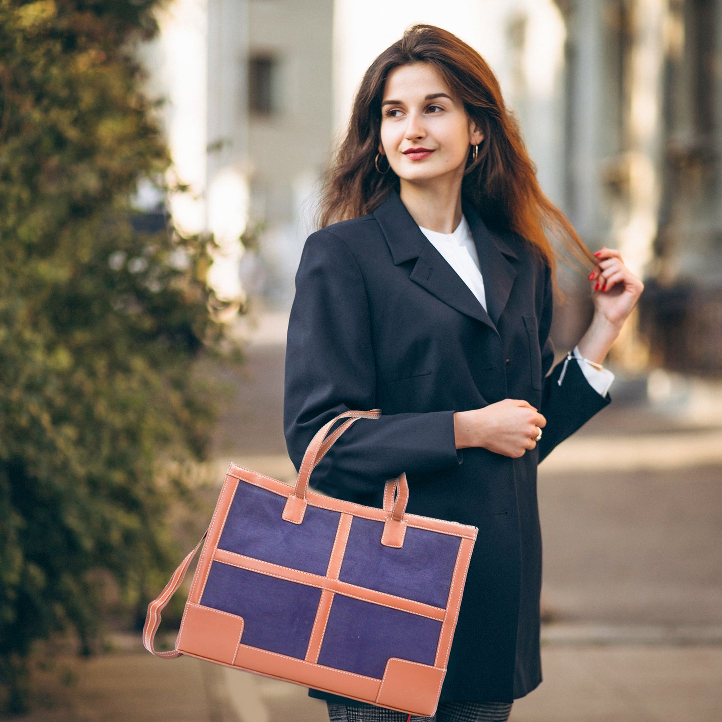Canvas Laptop Tote Bag 14 inch Casual Briefcase Handbag