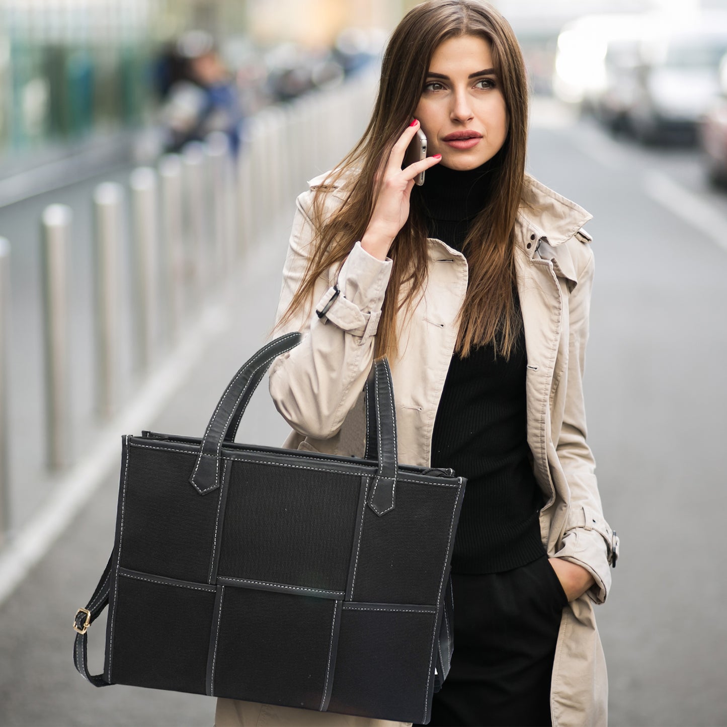 Women Canvas Laptop Tote Bag 14 inch Casual Briefcase Handbag