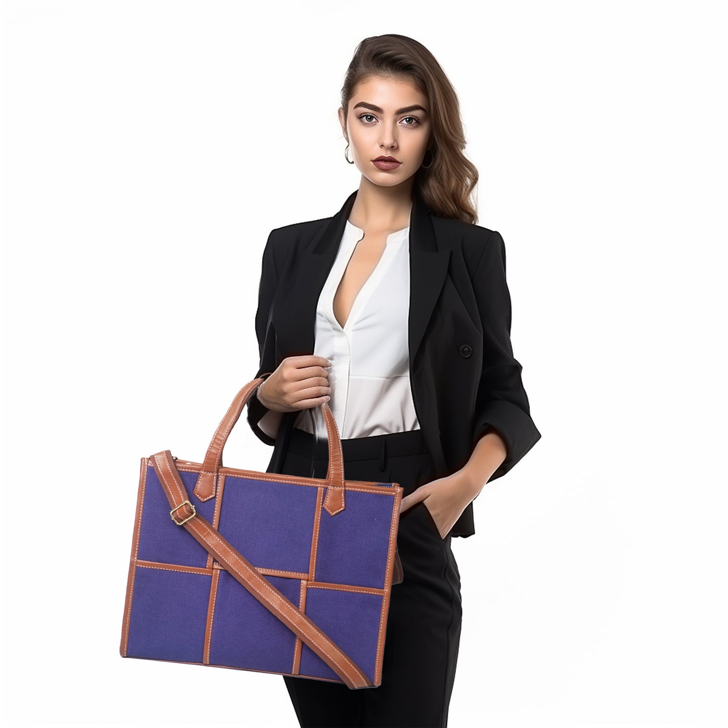 Women Canvas Laptop Tote Bag 14 inch Casual Briefcase Handbag