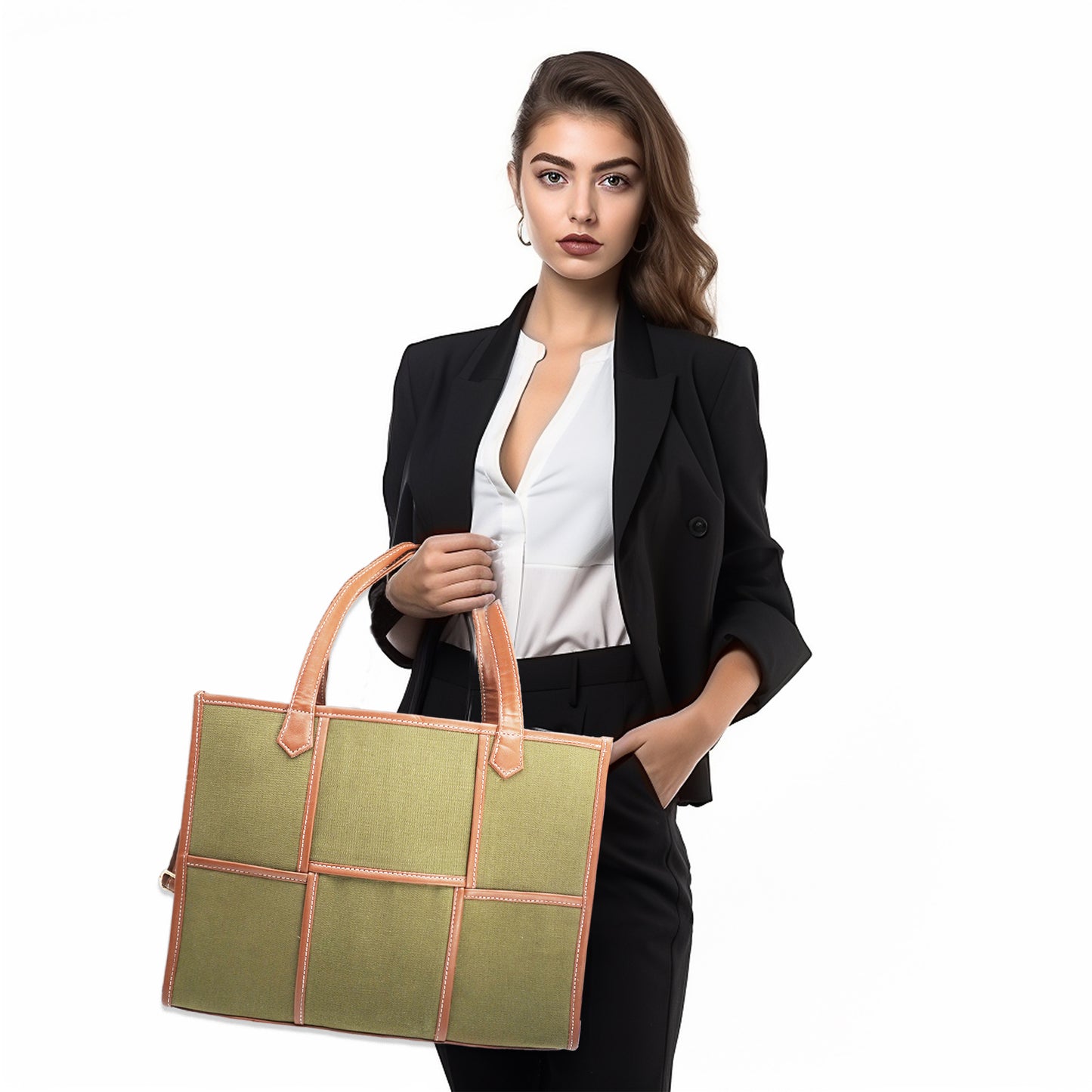 Women Canvas Laptop Tote Bag 14 inch Casual Briefcase Handbag