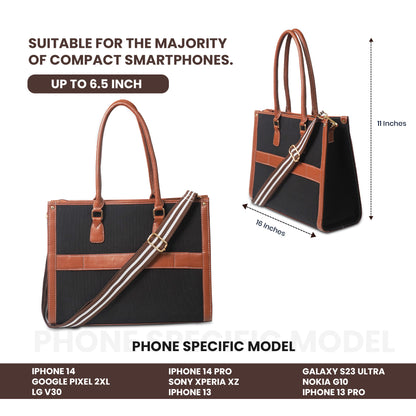 Women Canvas Laptop Tote Bag 14 inch Casual Briefcase Handbag