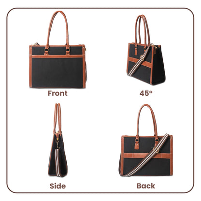 Women Canvas Laptop Tote Bag 14 inch Casual Briefcase Handbag