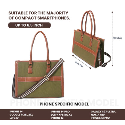Women Canvas Laptop Tote Bag 14 inch Casual Briefcase Handbag