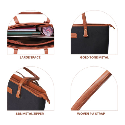 Womanix Canvas Laptop Tote Bag 14 inch Handbag