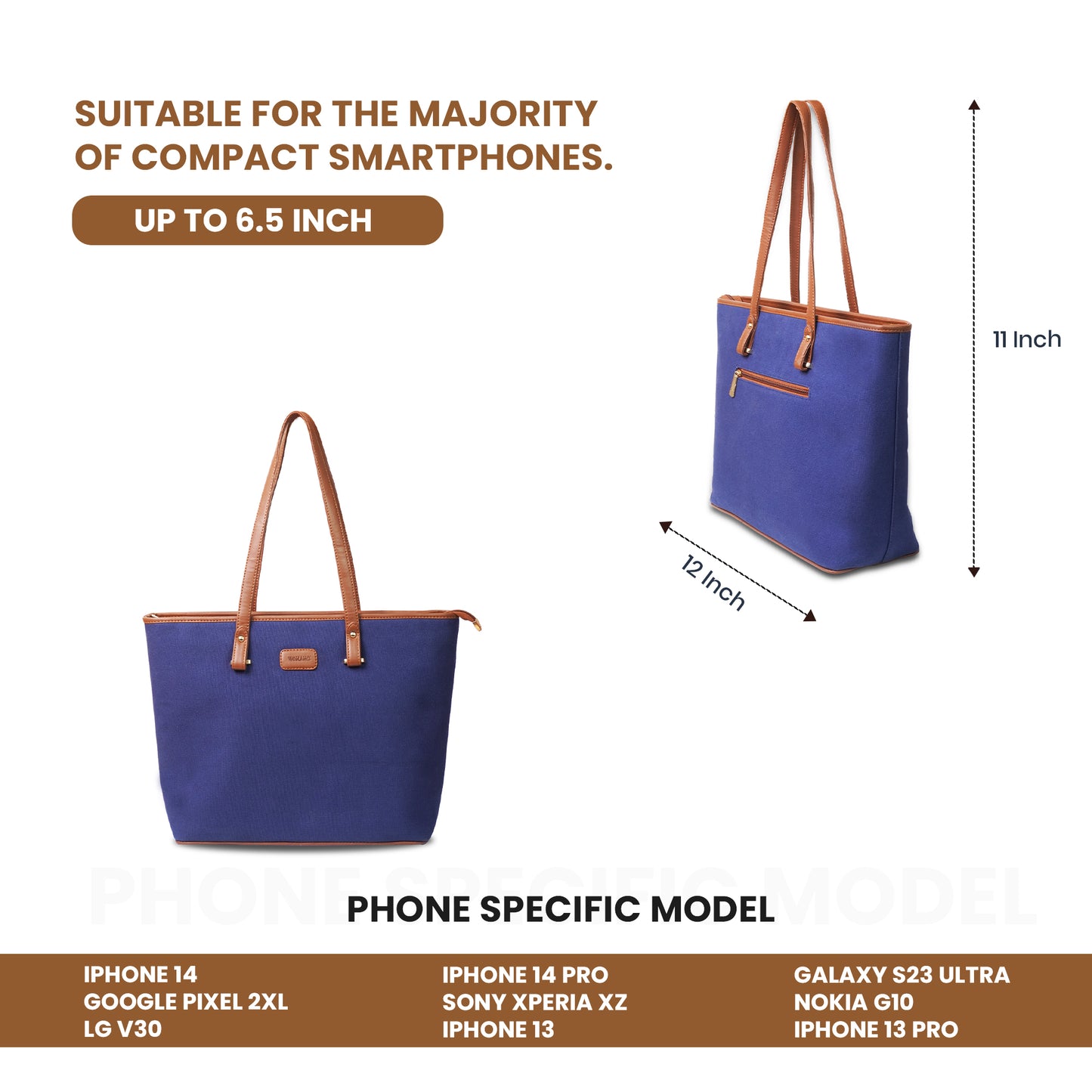 Womanix Canvas Laptop Tote Bag 14 inch Handbag