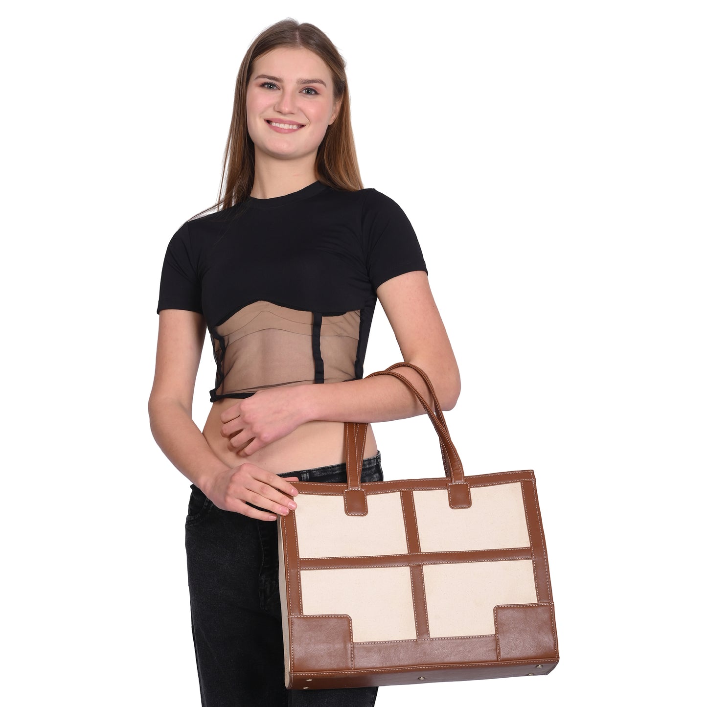 Canvas Laptop Tote Bag 14 inch Casual Briefcase Handbag